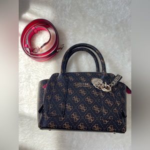 Guess Little Paris Purse in Pink and Brown